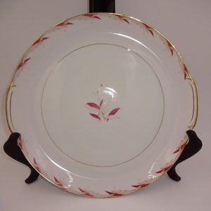 Vintage Citadel China Cavalier Double Handle Plate White Pink Leaves 7447 Japan
